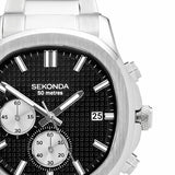 Sekonda Octaire black dial stainless steel watch 40mm, UK version