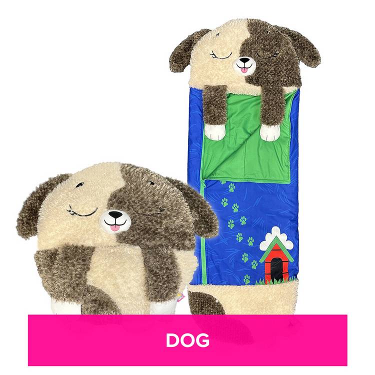 Happy Nappers large brown plush dog sleeping bag - British product