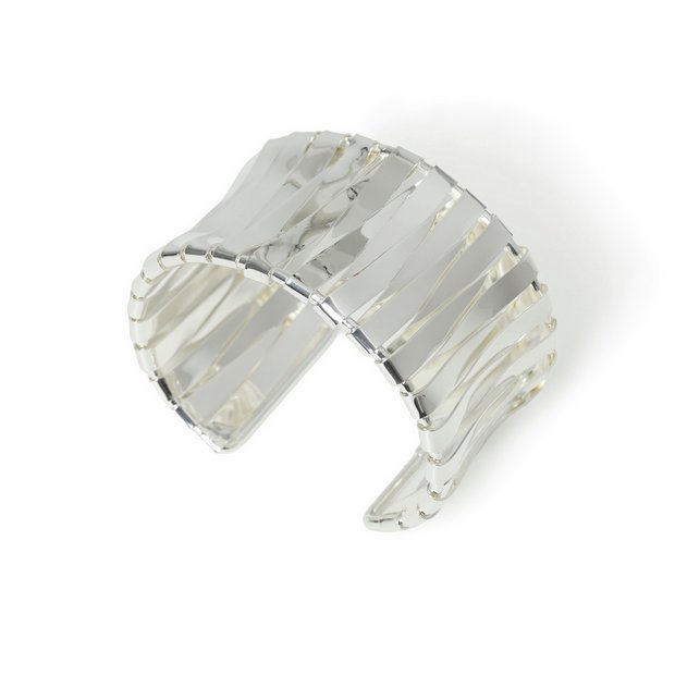 Freedom silver-tone textured cuff bracelet - British product