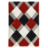 Origins red shaggy geometric rug 120x170cm, imported from the UK