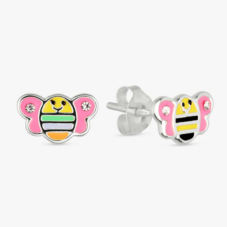 Revere kids sterling silver bee enamel earrings, UK version