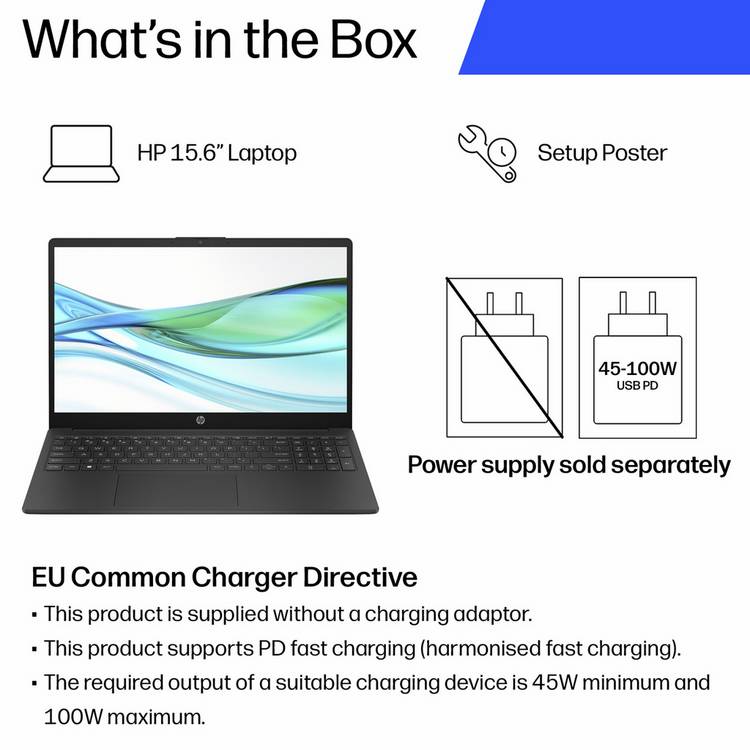 HP 15.6 laptop Intel Core i3 8GB 256GB (British brand)