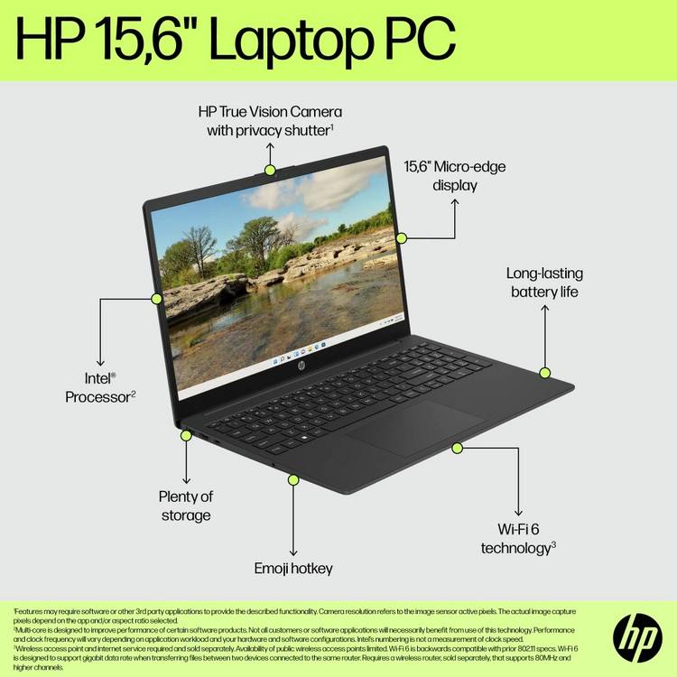 HP 15.6 laptop Intel Core i3 8GB 256GB (British brand)