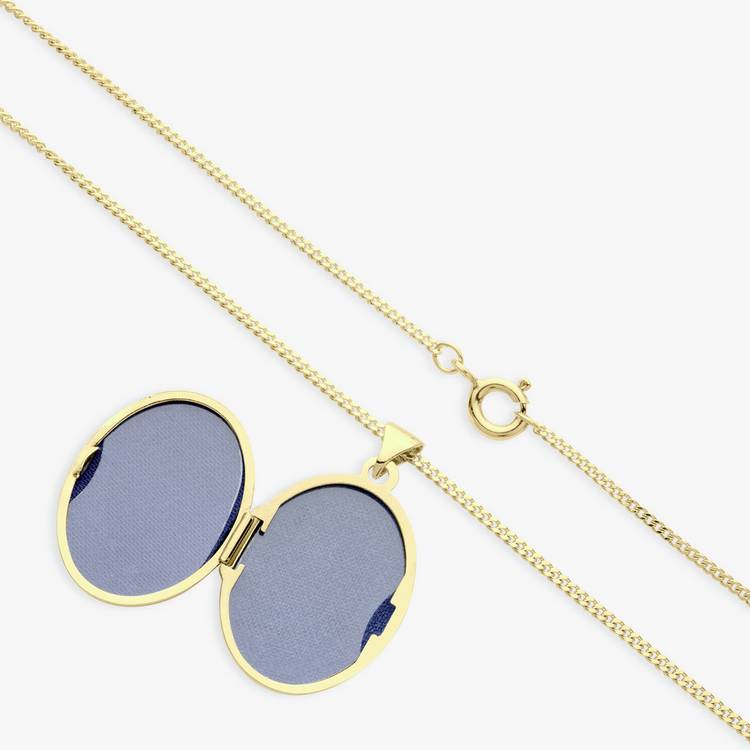 Revere gold plated oval locket pendant necklace, imported from the UK