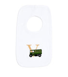 Paint My Dreams cotton V monogram baby bib, imported from the UK