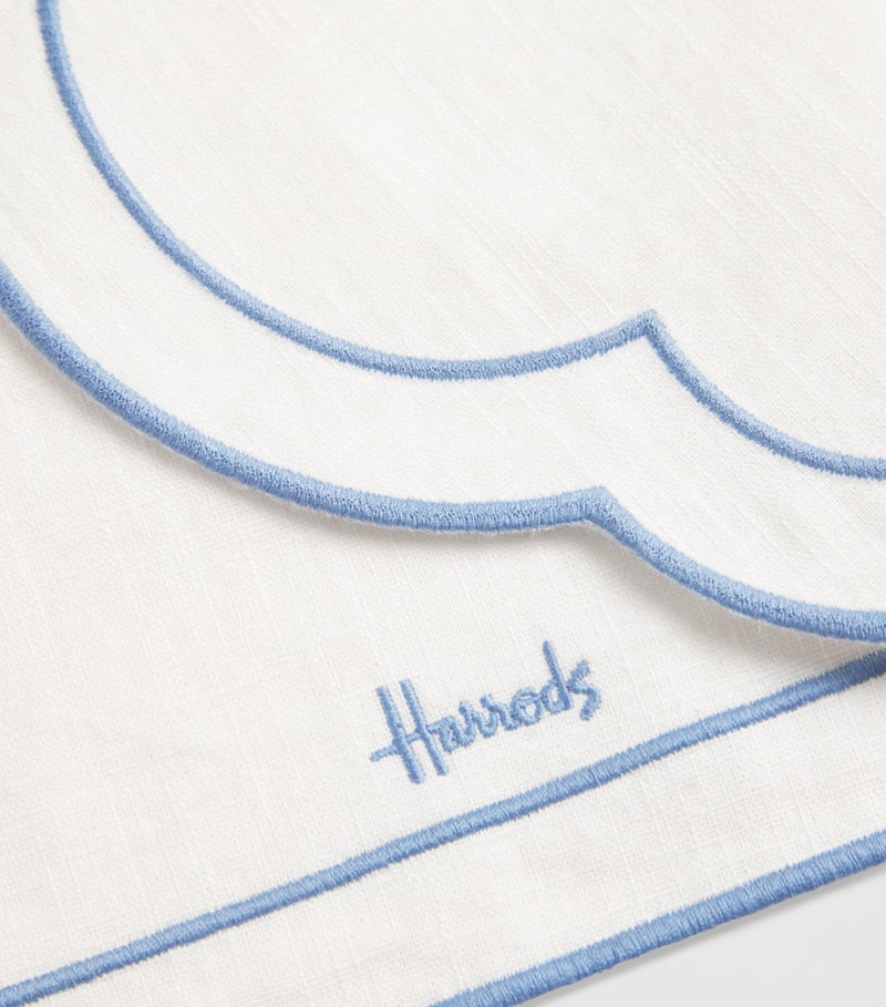 Harrods linen embroidered placemat in pastel pink, UK version