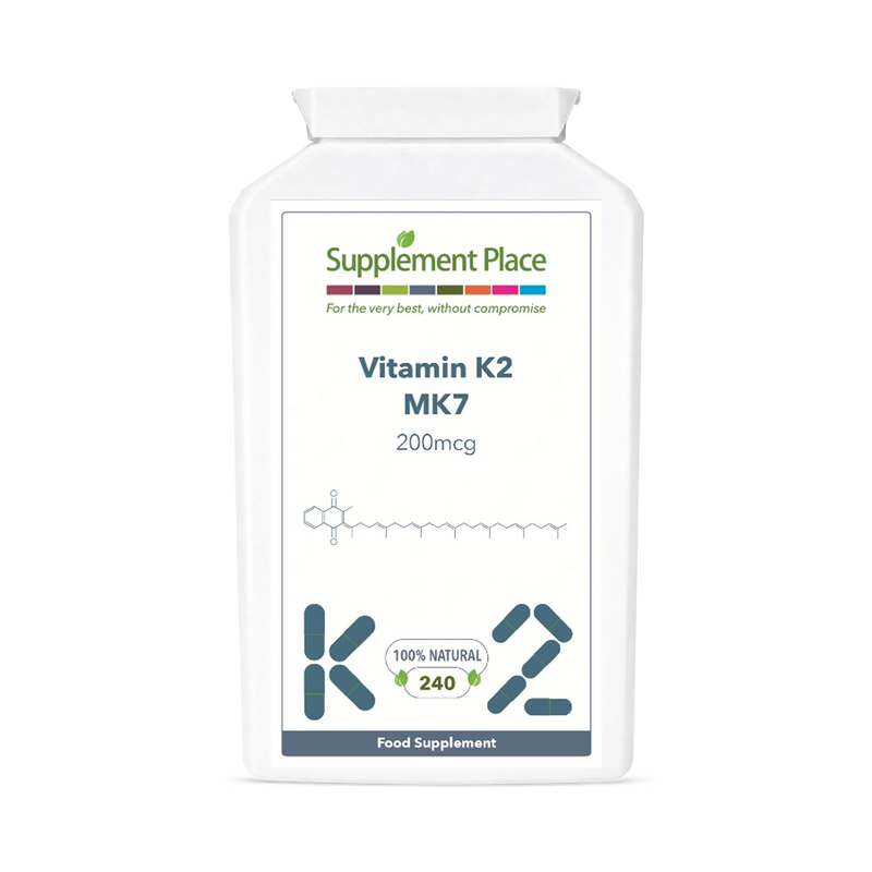Supplement Place vitamin K2 MK7 200mcg 240 capsules, imported from the UK