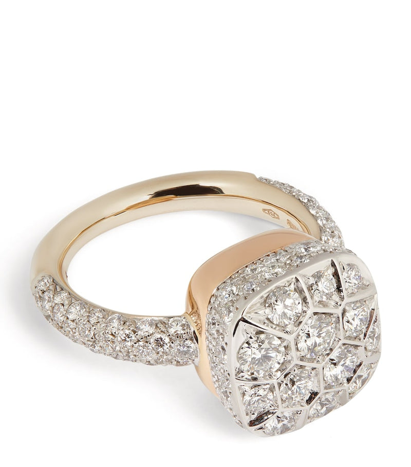 Pomellato Nudo solitaire ring with diamonds - British product