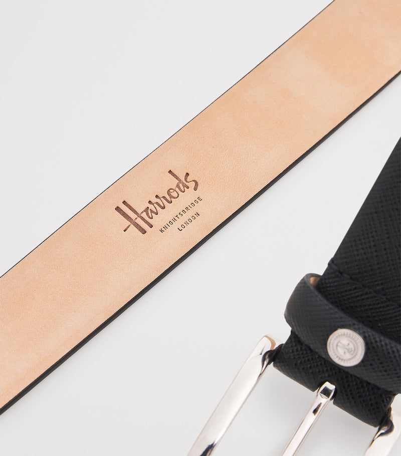 Harrods Saffiano leather logo belt - British product