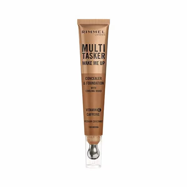 Rimmel Multi Tasker Concealer Foundation Mocha 100 20ml, imported from the UK