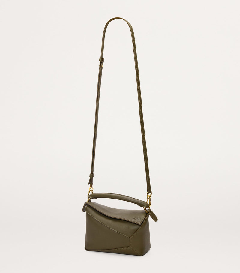 LOEWE Mini Puzzle Edge calfskin leather top-handle bag, imported from the UK