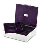 WOLF silver-plated iron jewellery box with detachable compartments and purple lining 7x25x20cm (British brand)