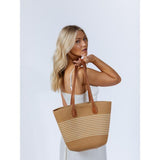 SVNX large two tone beach tote bag beige brown - British product