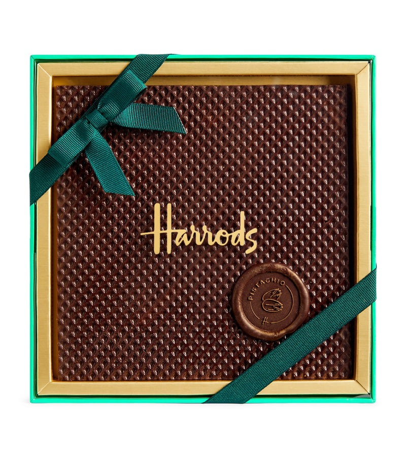 Harrods crunchy pistachio chocolate sandwich slab 260g, UK version