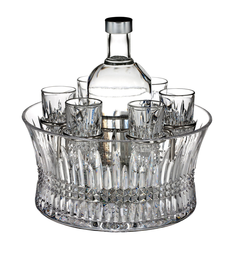 Waterford Lismore Diamond vodka bowl and shot glass set (British brand)