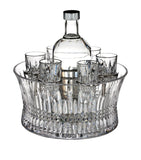 Waterford Lismore Diamond vodka bowl and shot glass set (British brand)