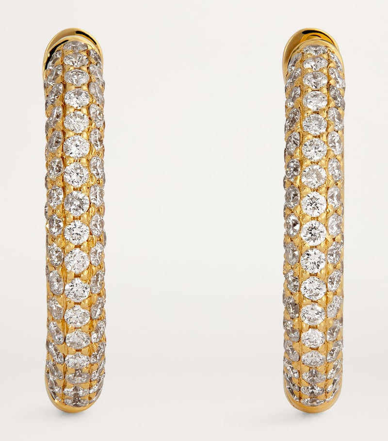 Emily P. Wheeler yellow gold diamond and enamel duo hoop earrings (British brand)