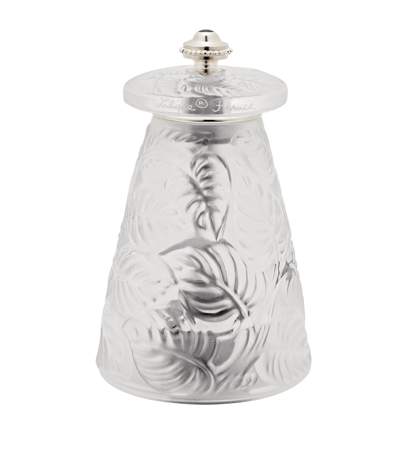 Lalique Feuilles Crystal salt grinder, UK version