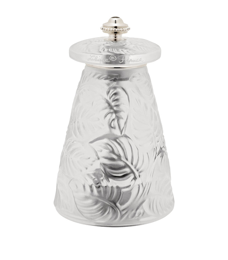 Lalique Feuilles Crystal salt grinder, UK version