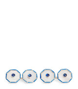 Harrods Deakin & Francis Sterling Silver Mother-of-Pearl and Sapphire Cufflinks- Buy online at McGrocer