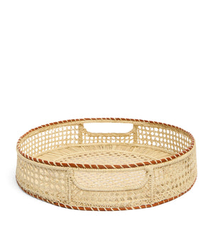 Hand-Woven Raffia Serving Tray 36.5cm