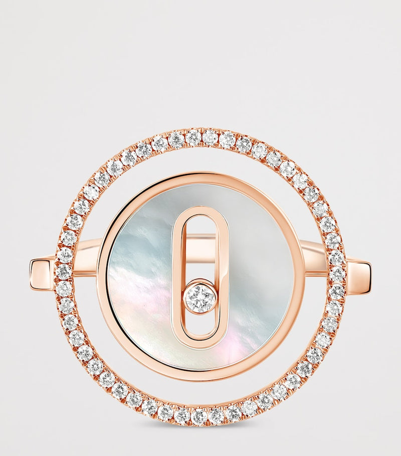Messika Lucky Move ring pink gold diamond mother-of-pearl 0.18ct (British brand)