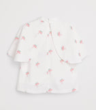 Mama Luma satin tie-neck blouse with mushroom-capped ballet dancers print for girls 3-12 years, imported from the UK