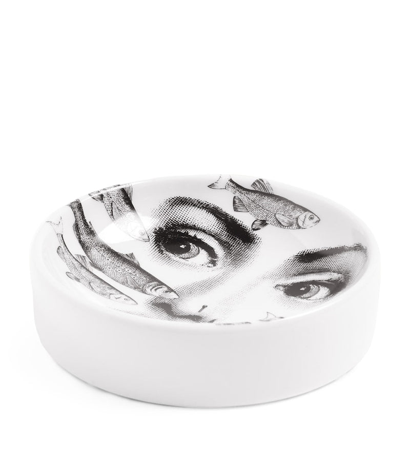 Fornasetti porcelain ashtray with surrealist fish design - British product