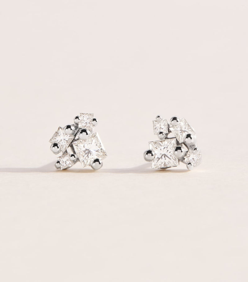 Suzanne Kalan diamond princess cluster stud earrings - British product