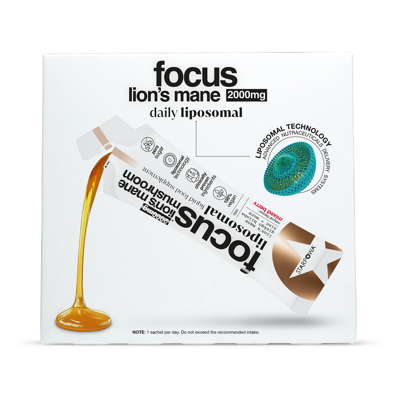 Starpowa Focus Lion's Mane liposomal supplement mixed berry, imported from the UK
