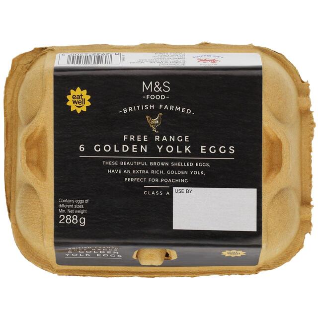 M&S Free Range 6 Golden Yolk Eggs 6 per pack - McGrocer