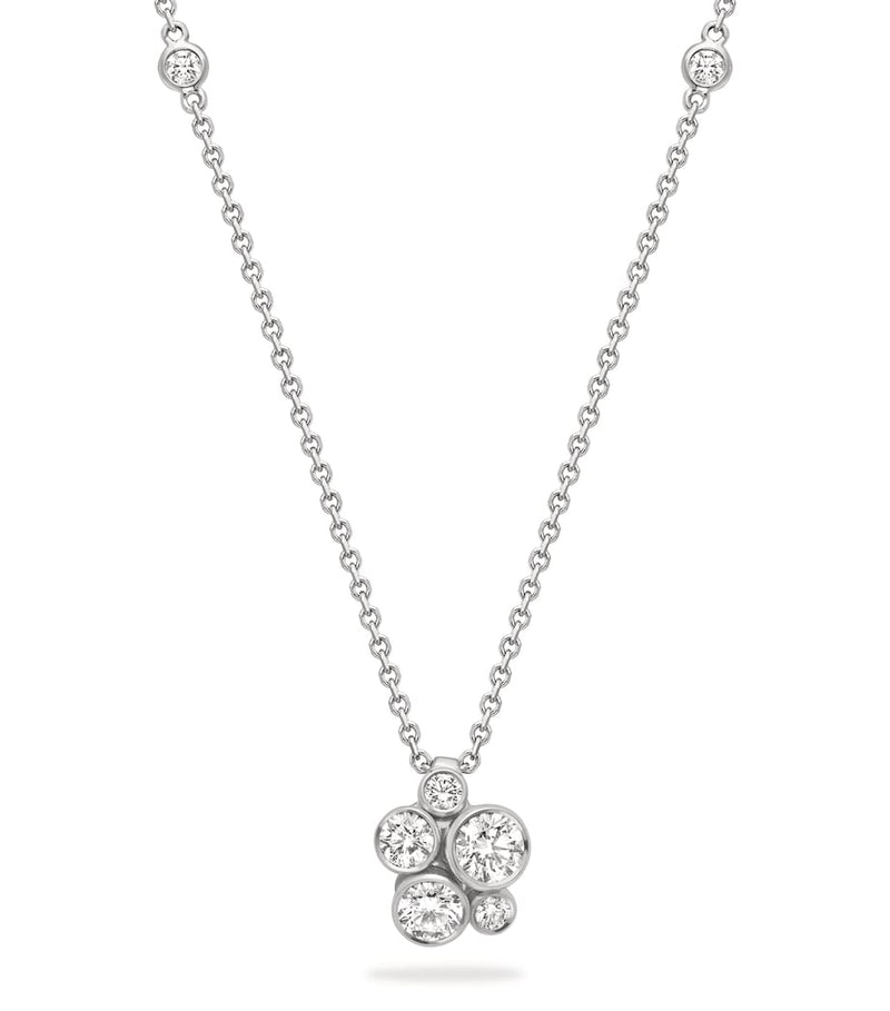 Boodles Raindance cluster pendant in platinum with diamonds - British product
