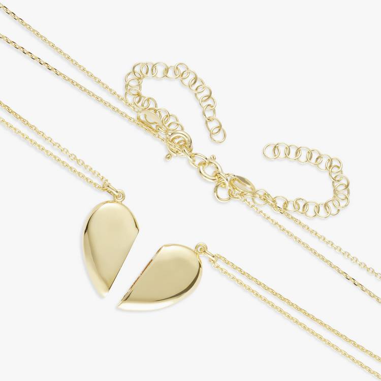 Revere 9ct gold plated split heart magnetic necklace - British product