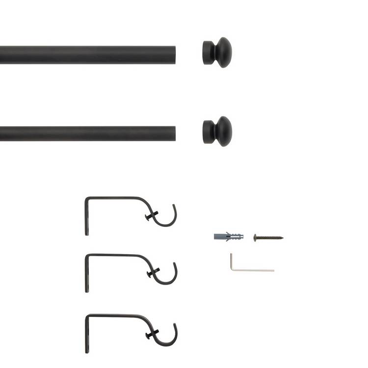 Argos Home extendable black curtain pole 120-210cm, UK version