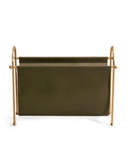 Soho Home leather magazine rack, imported from the UK