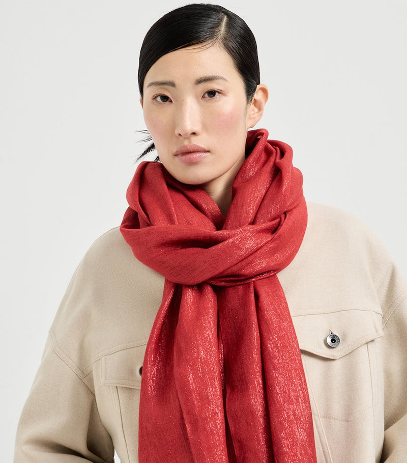 Brunello Cucinelli cashmere-silk scarf with sparkle 120x90cm (British brand)