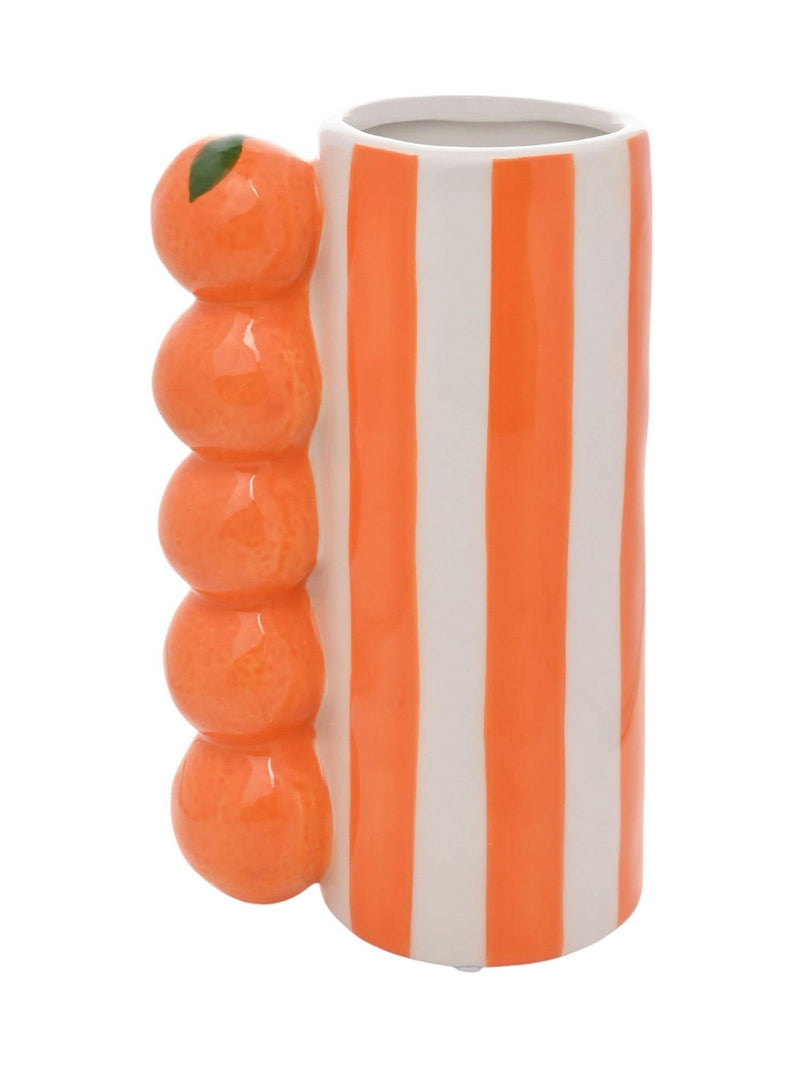Widdop orange striped vase with sculpted fruit 21cm - British product