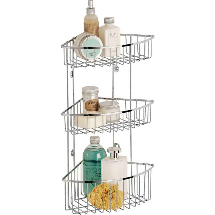 Argos Home wall-mounted chrome shower caddy 48cm (British brand)