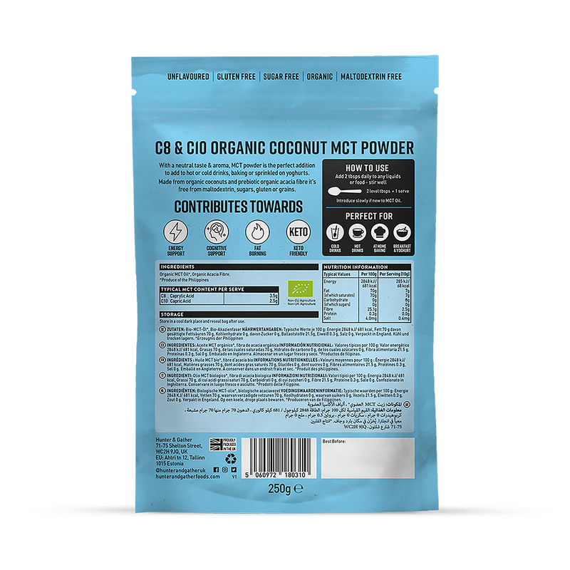 Hunter & Gather C8 C10 MCT powder 250g, UK version