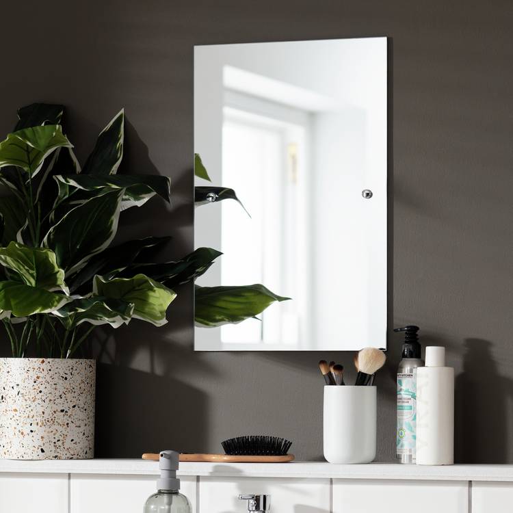 Argos Home silver drilled bathroom mirror 45x30cm, UK version