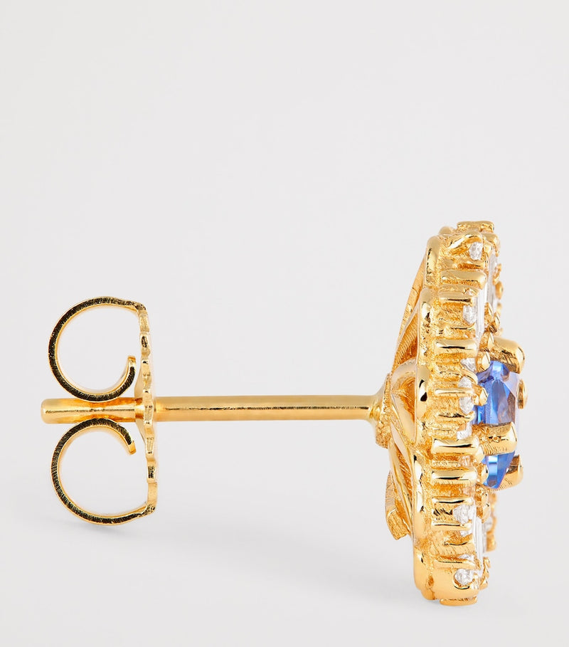 Suzanne Kalan diamond and sapphire flower earrings (British brand)