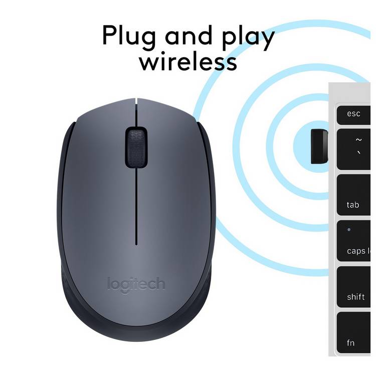 Logitech M170 wireless mouse in grey, UK version