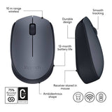 Logitech M170 wireless mouse in grey, UK version