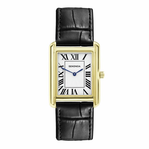 Sekonda Clement watch white dial black leather strap (British brand)