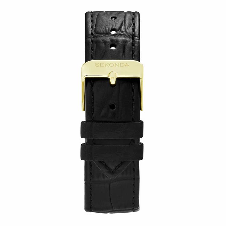 Sekonda Clement watch white dial black leather strap (British brand)