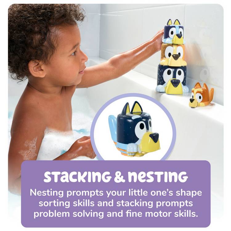 Bluey bath pourers family set with stacking cups - British product
