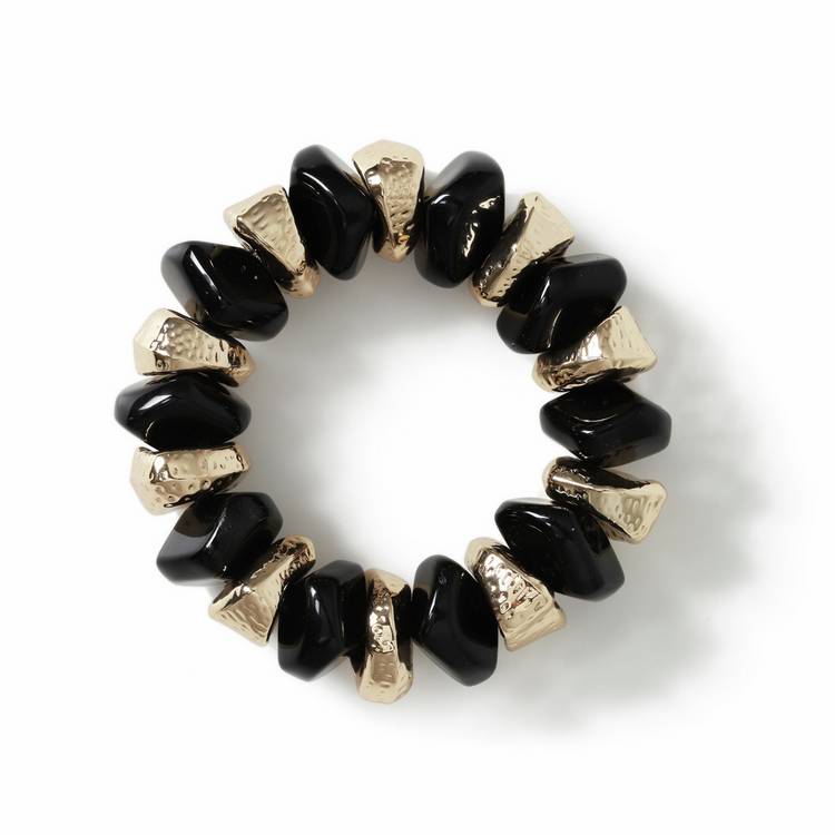 Freedom black and gold bead bracelet, 19cm, British brand