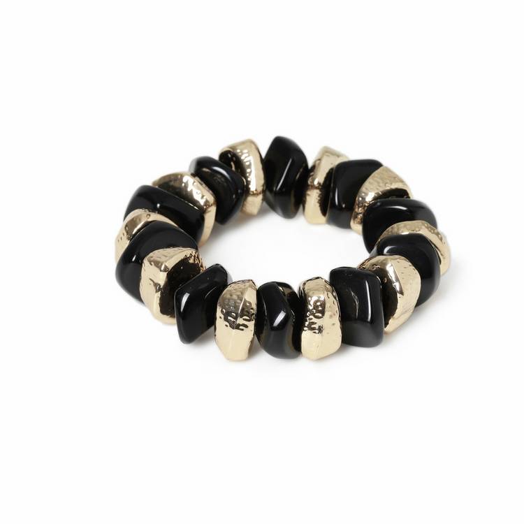 Freedom black and gold bead bracelet, 19cm, British brand