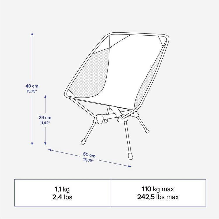 Decathlon ultra-compact low-profile camping chair (British brand)