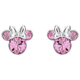 Disney Minnie Mouse stud earrings silver pink crystal 10.6mm (British brand)
